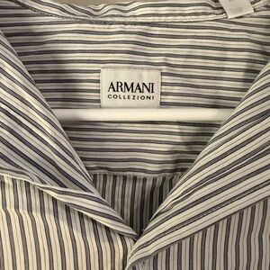Armani Collezioni Men's Pinstripe Shirt - Navy and White